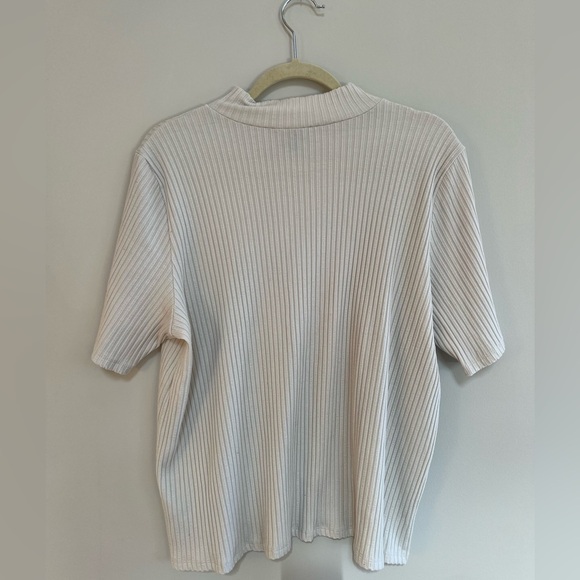 Eileen Fisher Textured Stretch Rib Mock Neck Top in Bone, size XL - Picture 7 of 9